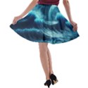 Moonlight High Tide Storm Tsunami Waves Ocean Sea A-line Skater Skirt View2