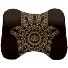 Hamsa-hand-drawn-symbol-with-flower-decorative-pattern Head Support Cushion by Salman4z
