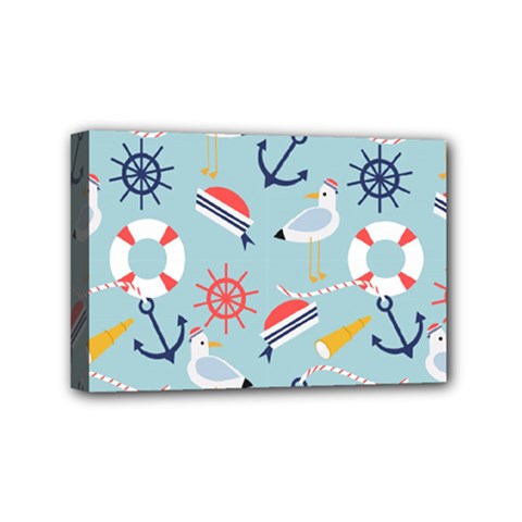Nautical-marine-symbols-seamless-pattern Mini Canvas 6  X 4  (stretched) by Salman4z