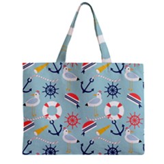 Nautical-marine-symbols-seamless-pattern Zipper Mini Tote Bag by Salman4z