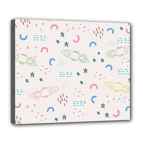 Spaceship Pattern Star Deluxe Canvas 24  X 20  (stretched) by danenraven