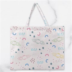 Spaceship Pattern Star Zipper Large Tote Bag by danenraven
