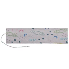 Spaceship Pattern Star Roll Up Canvas Pencil Holder (l) by danenraven