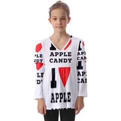 I Love Apple Candy Kids  V Neck Casual Top by ilovewhateva