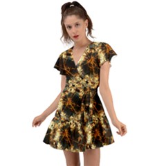 Science Fiction Background Fantasy Flutter Sleeve Wrap Dress by danenraven