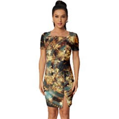 Science Fiction Background Fantasy Fitted Knot Split End Bodycon Dress by danenraven