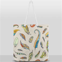 Vector-boho-doodle-feathers-seamless-pattern-illustration Full Print Rope Handle Tote (large) by Salman4z
