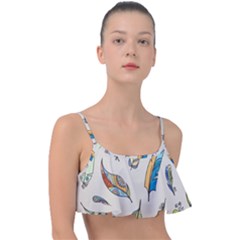 Vector-boho-doodle-feathers-seamless-pattern-illustration Frill Bikini Top by Salman4z