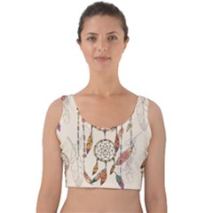 Coloured-dreamcatcher-background Velvet Crop Top by Salman4z