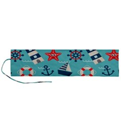 Seamless-pattern-nautical-icons-cartoon-style Roll Up Canvas Pencil Holder (l) by Salman4z