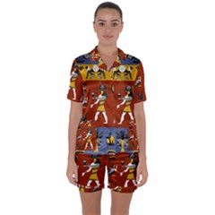 Ancient-egyptian-religion-seamless-pattern Satin Short Sleeve Pajamas Set by Salman4z
