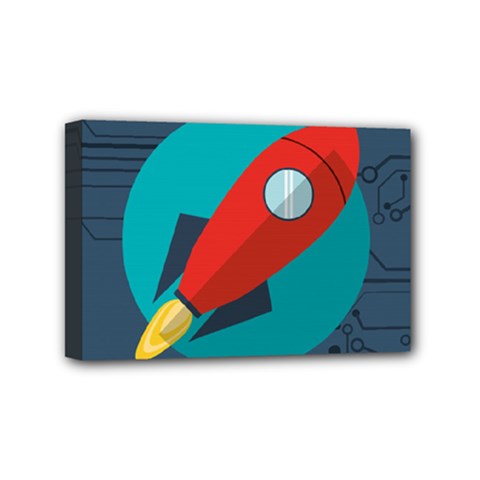Rocket-with-science-related-icons-image Mini Canvas 6  X 4  (stretched) by Salman4z