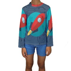 Rocket-with-science-related-icons-image Kids  Long Sleeve Swimwear by Salman4z
