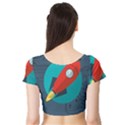 Rocket-with-science-related-icons-image Short Sleeve Crop Top View2