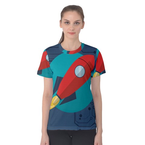 Rocket-with-science-related-icons-image Women s Cotton Tee by Salman4z
