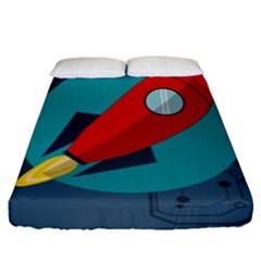 Rocket-with-science-related-icons-image Fitted Sheet (queen Size) by Salman4z