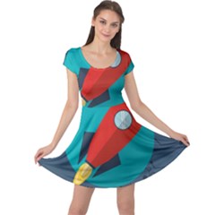 Rocket-with-science-related-icons-image Cap Sleeve Dress by Salman4z