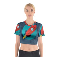 Rocket-with-science-related-icons-image Cotton Crop Top by Salman4z