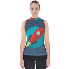 Rocket-with-science-related-icons-image Mock Neck Shell Top by Salman4z