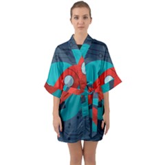 Rocket-with-science-related-icons-image Half Sleeve Satin Kimono  by Salman4z