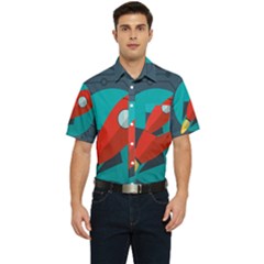 Rocket-with-science-related-icons-image Men s Short Sleeve Pocket Shirt  by Salman4z