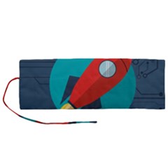 Rocket-with-science-related-icons-image Roll Up Canvas Pencil Holder (m) by Salman4z