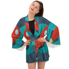 Rocket-with-science-related-icons-image Long Sleeve Kimono by Salman4z