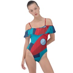 Rocket-with-science-related-icons-image Frill Detail One Piece Swimsuit by Salman4z