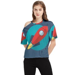 Rocket-with-science-related-icons-image One Shoulder Cut Out Tee by Salman4z