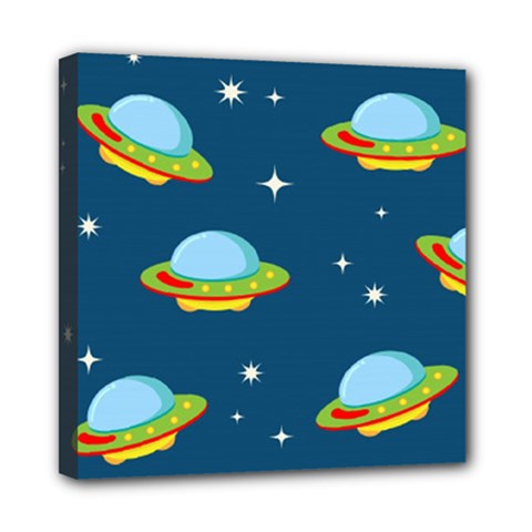 Seamless-pattern-ufo-with-star-space-galaxy-background Mini Canvas 8  X 8  (stretched) by Salman4z