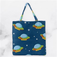 Seamless-pattern-ufo-with-star-space-galaxy-background Grocery Tote Bag by Salman4z
