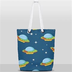 Seamless-pattern-ufo-with-star-space-galaxy-background Full Print Rope Handle Tote (small) by Salman4z