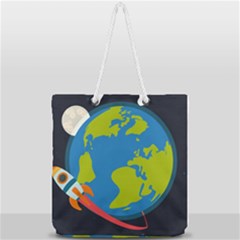 Spaceship-design Full Print Rope Handle Tote (large) by Salman4z