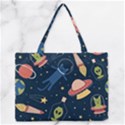 Seamless-pattern-with-funny-aliens-cat-galaxy Zipper Medium Tote Bag View1