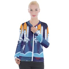 Spaceship-milkyway-galaxy Casual Zip Up Jacket by Salman4z