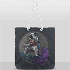 Illustration-astronaut-cosmonaut-paying-skateboard-sport-space-with-astronaut-suit Full Print Rope Handle Tote (large) by Salman4z