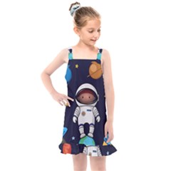 Boy-spaceman-space-rocket-ufo-planets-stars Kids  Overall Dress by Salman4z