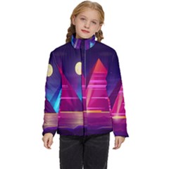 Egyptian-pyramids-night-landscape-cartoon Kids  Puffer Bubble Jacket Coat by Salman4z