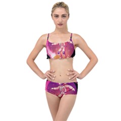 Astronaut-spacesuit-standing-surfboard-surfing-milky-way-stars Layered Top Bikini Set by Salman4z