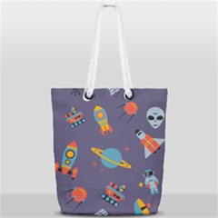 Space-seamless-pattern Full Print Rope Handle Tote (small) by Salman4z