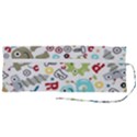 Seamless-pattern-vector-with-funny-robots-cartoon Roll Up Canvas Pencil Holder (M) View2