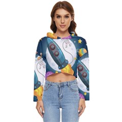 Spaceship-astronaut-space Women s Lightweight Cropped Hoodie by Salman4z