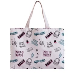 Music-themed-doodle-seamless-background Zipper Mini Tote Bag by Salman4z