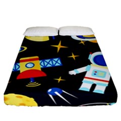 Space Seamless Pattern Fitted Sheet (queen Size) by Salman4z