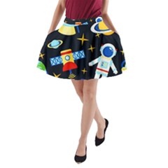 Space Seamless Pattern A-line Pocket Skirt by Salman4z