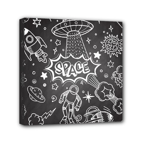 Vector-flat-space-design-background-with-text Mini Canvas 6  X 6  (stretched) by Salman4z