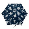 White-robot-blue-seamless-pattern Mini Folding Umbrellas View1