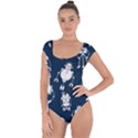 White-robot-blue-seamless-pattern Short Sleeve Leotard  View1