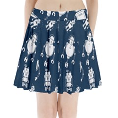 White-robot-blue-seamless-pattern Pleated Mini Skirt by Salman4z