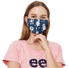White-robot-blue-seamless-pattern Fitted Cloth Face Mask (adult) by Salman4z